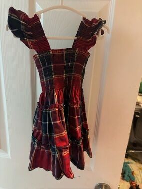 Hill House Girls Burgundy Plaid Ruffle-Strap Dress